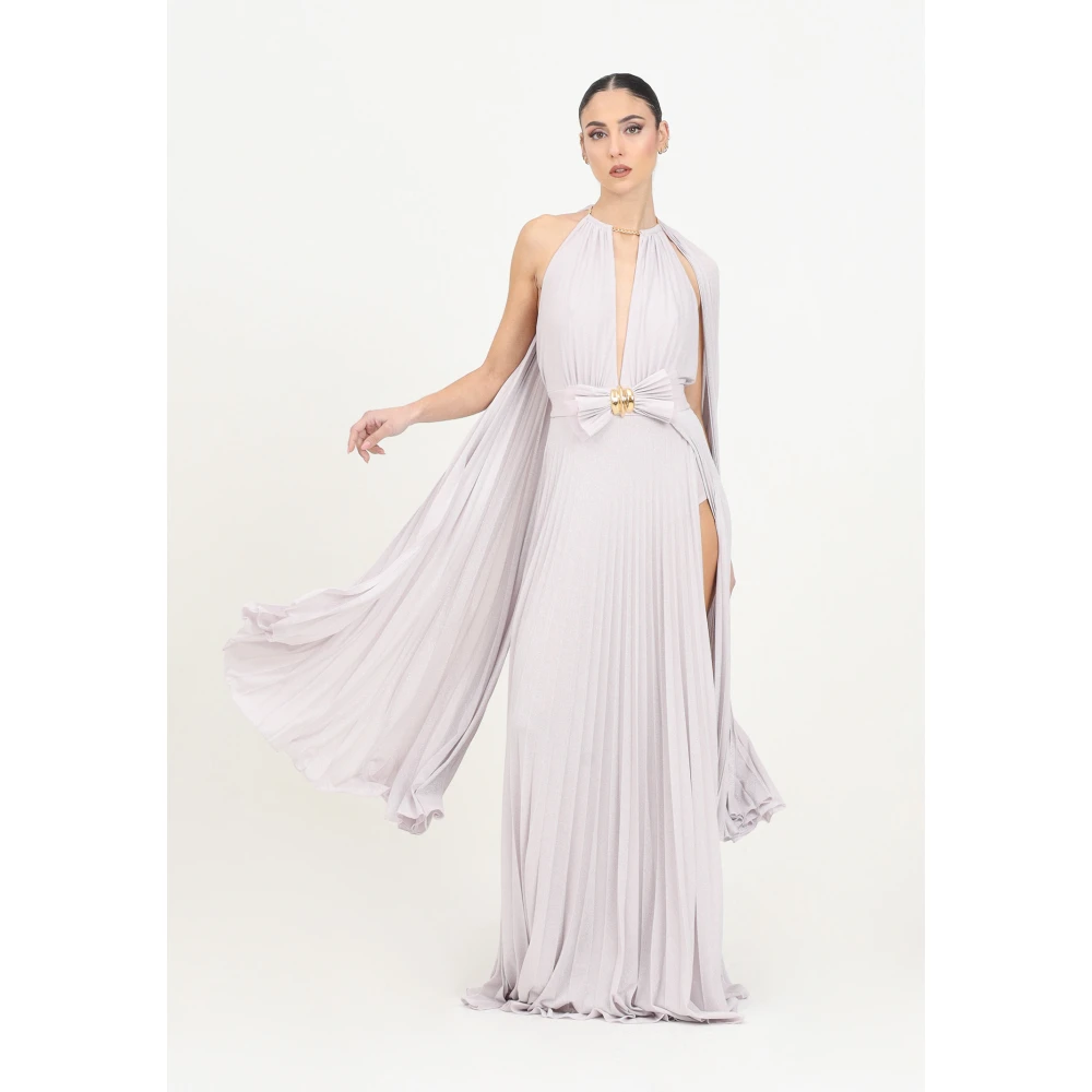 Elisabetta Franchi Paarse Elegante Lange Jurk met Mantel Gray Dames