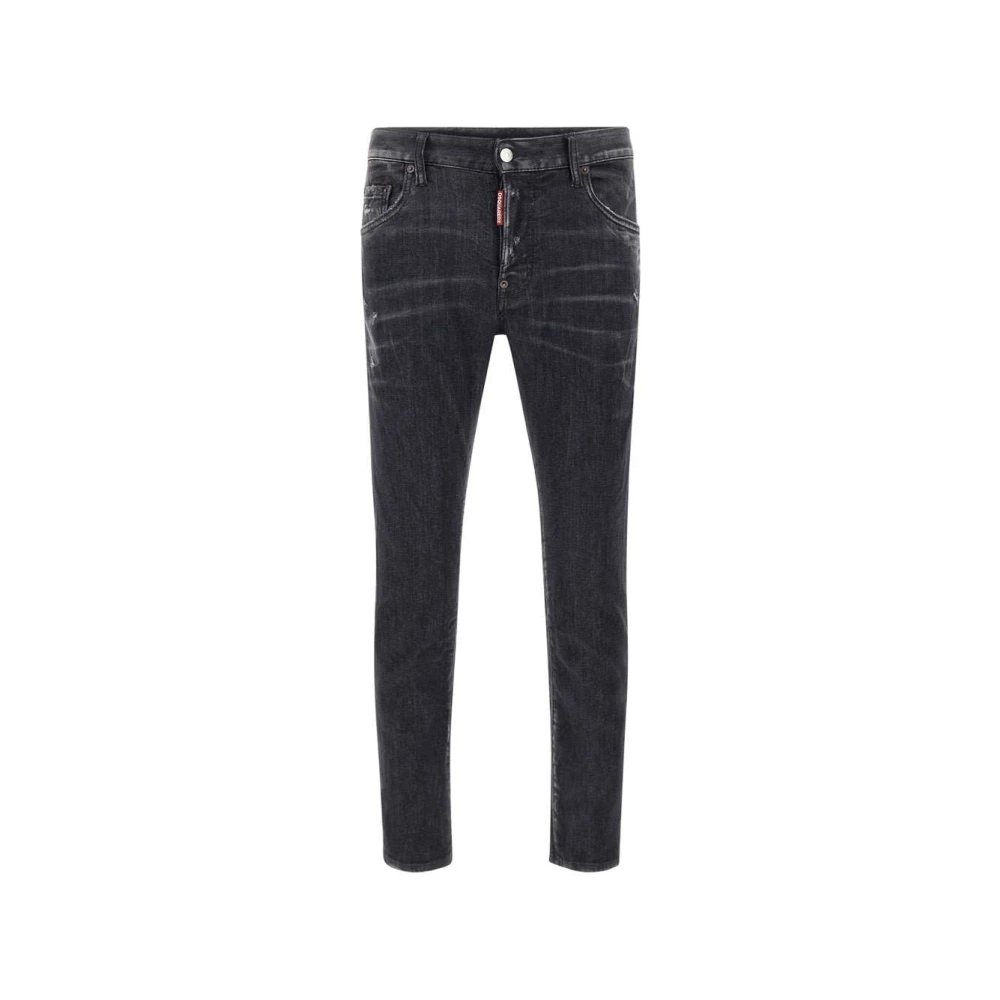 Dsquared2 Zwarte Slim-Fit Gebruikte-Was Denim Jeans Black Heren