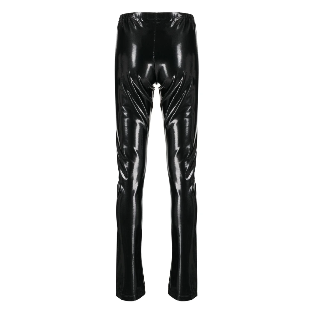 Junya Watanabe Zwarte elastische taille viny broek Black Heren