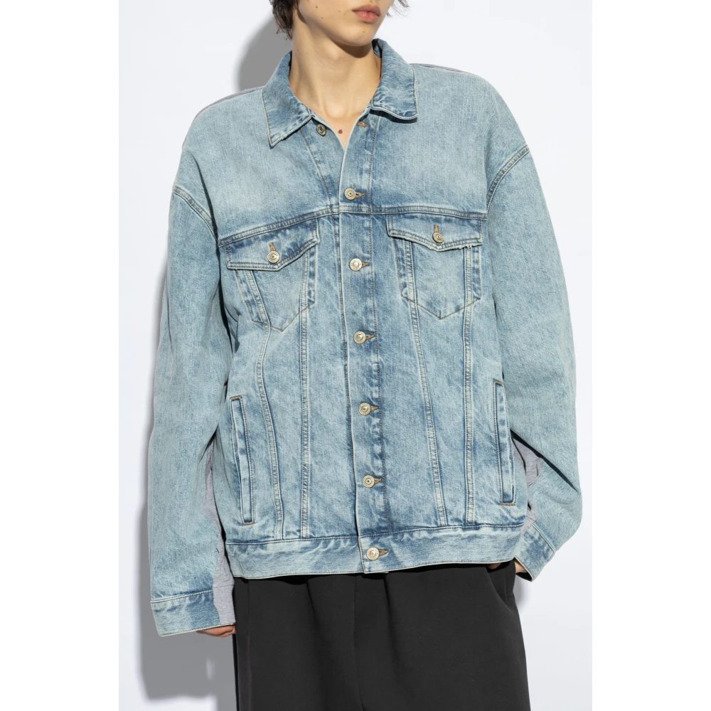 Balenciaga Jas met Gecombineerde Materialen Blue Heren