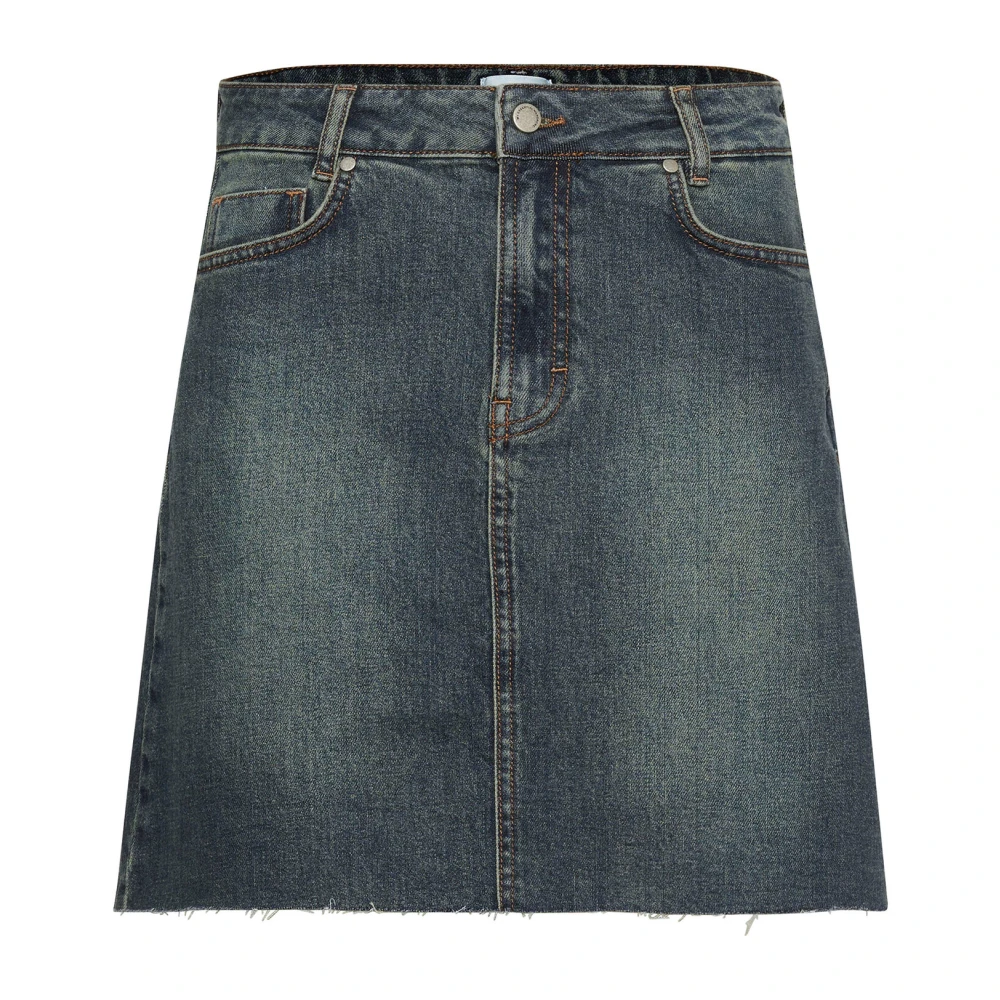 My Essential Wardrobe Denim Rok Donkerblauw Wassen Blue Dames