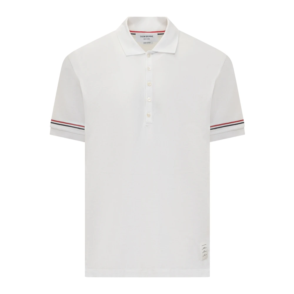 Thom Browne Rib Cuff Polo Shirt White, Herr