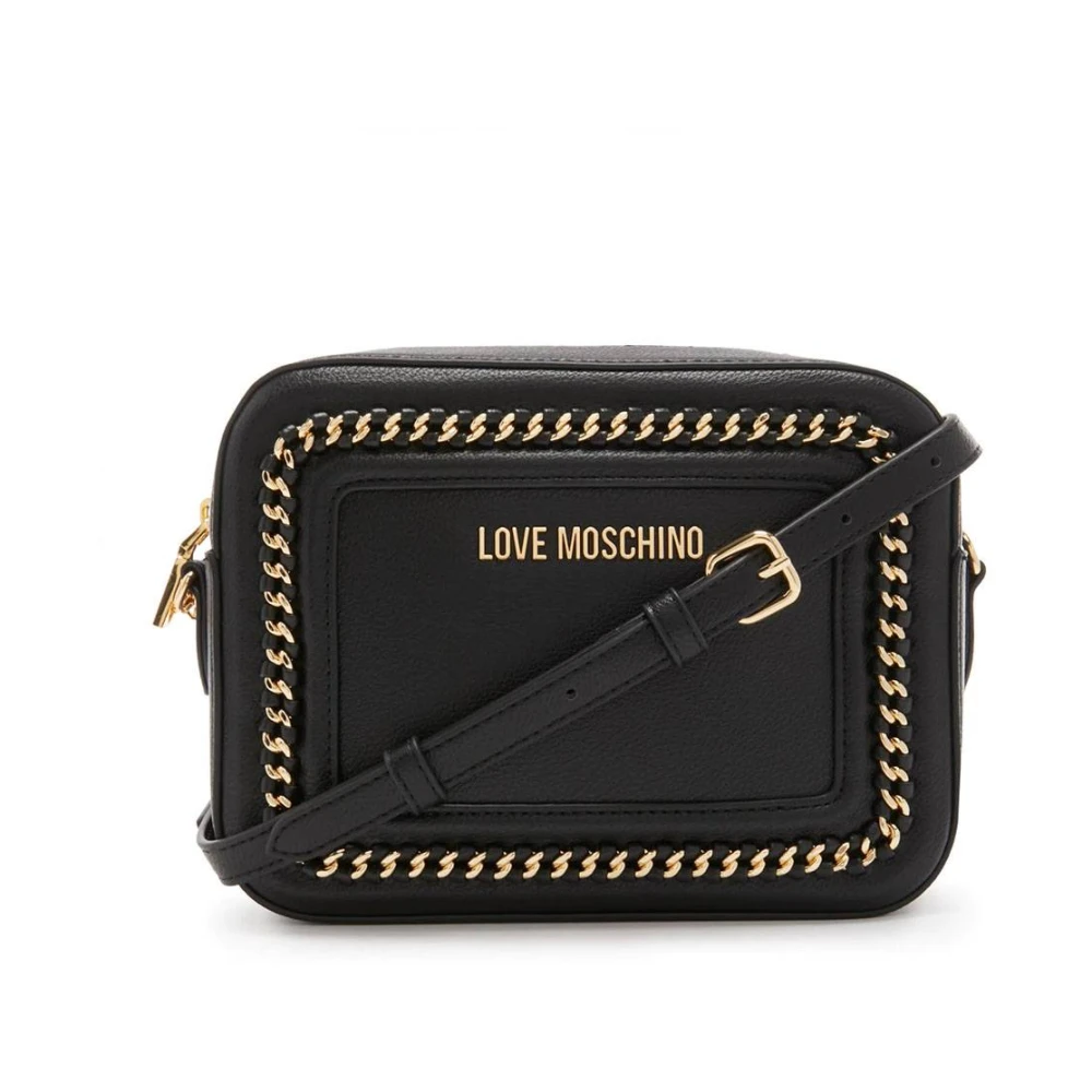 Love Moschino Women's Black Faux Leather Chain Shoulder Bag - Cross Body Bags - One Size - Bags