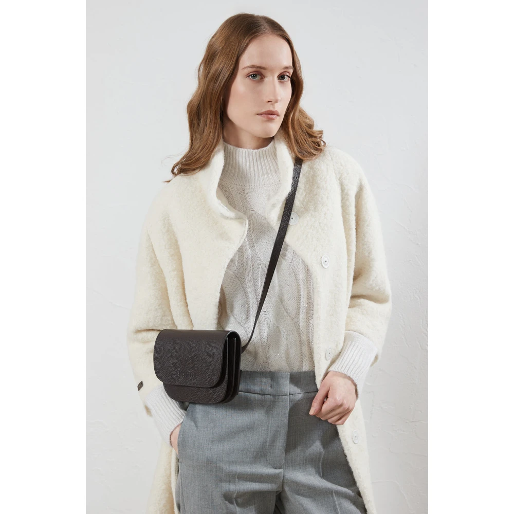 PESERICO Echt leren heuptas met Punto Luce afwerking Brown Dames