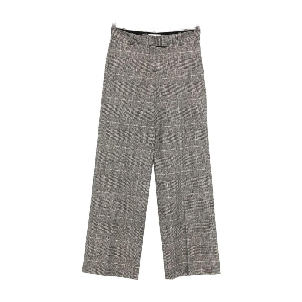 Circolo 1901 Women's Gray Prince Of Wales Trousers - Straight Trousers - Xl - Trousers
