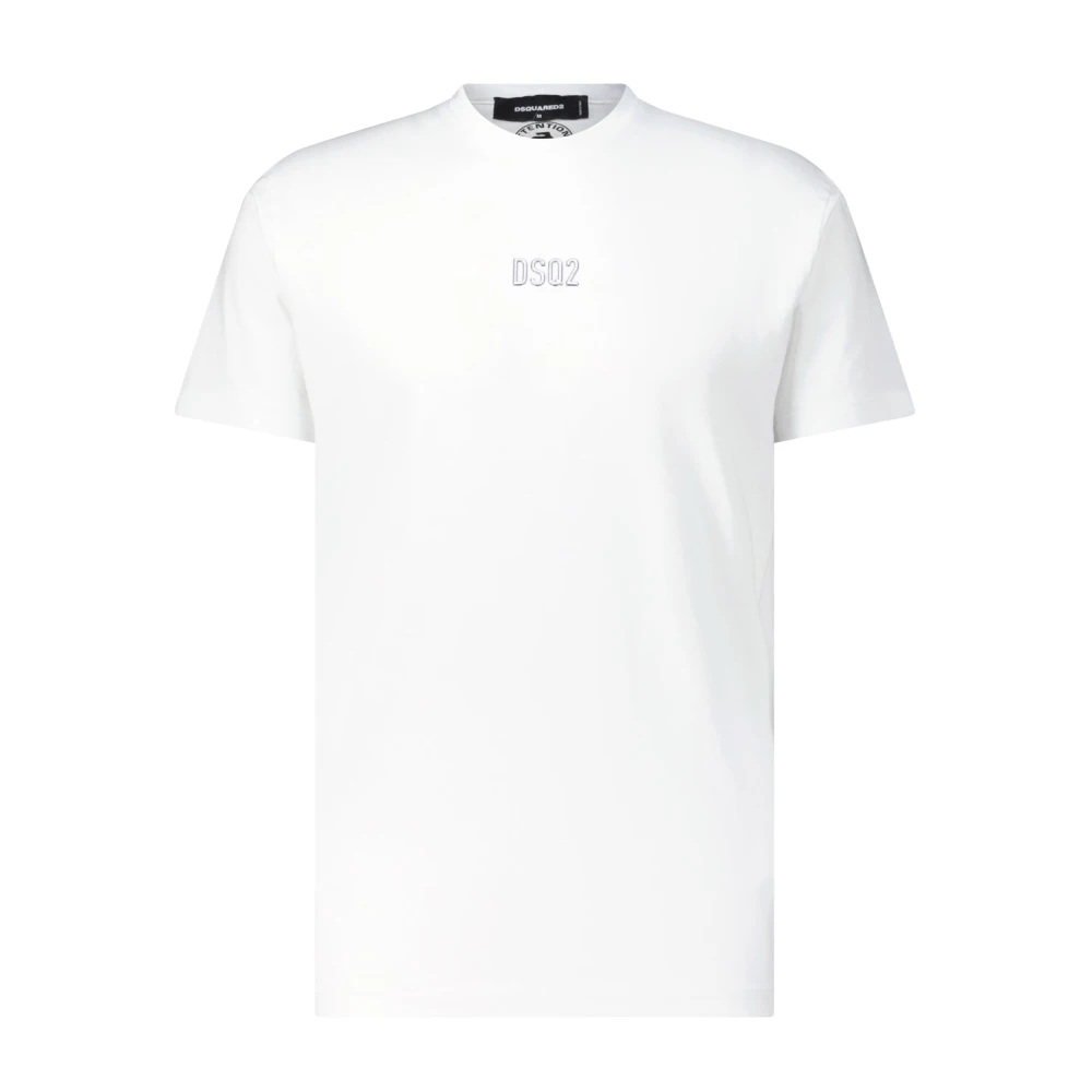 Dsquared2 Logo T-shirt met metalen applicatie White Heren