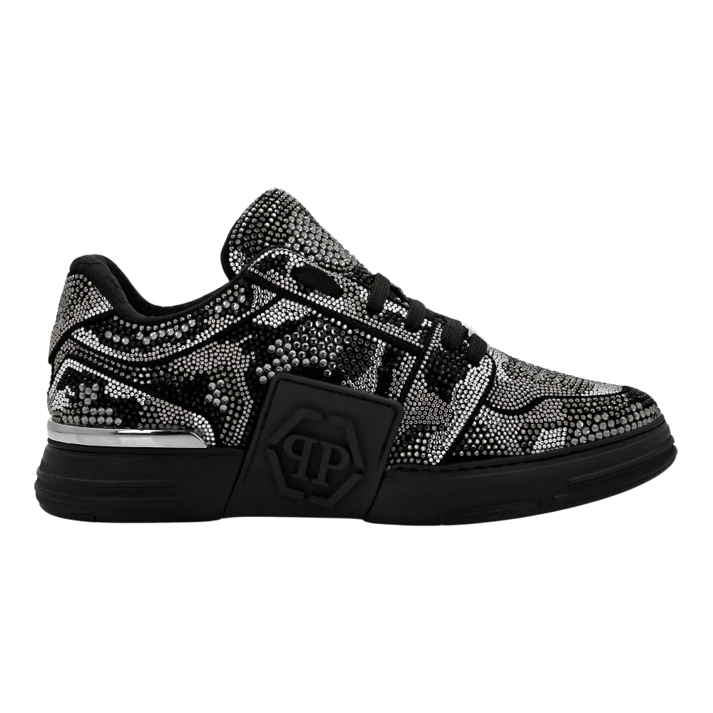 Philipp Plein Crystal Royal Street Suede Lo-Top Sneakers Camouflage unisex Schoenen Zwart