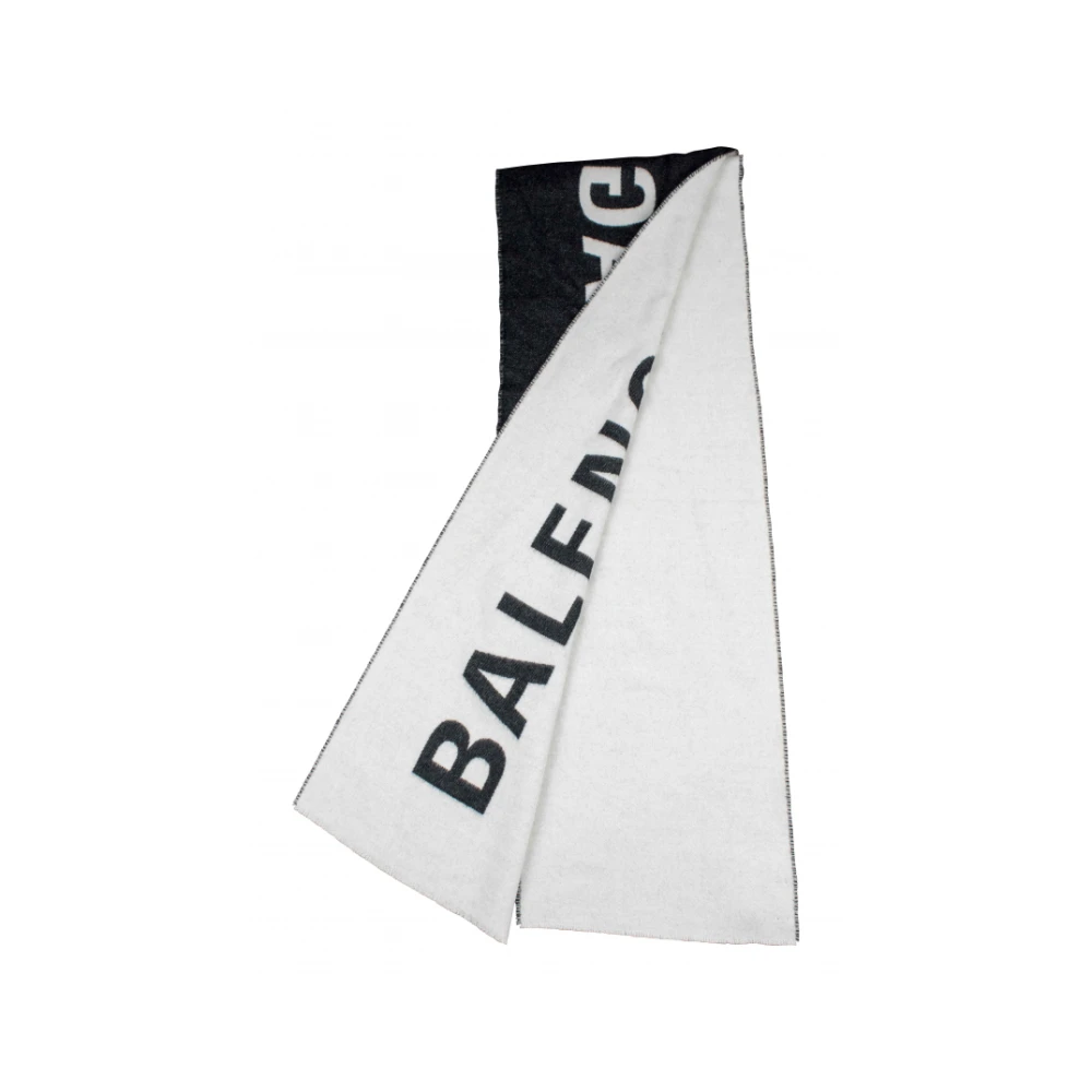 Balenciaga Tweekleurige Macro Sjaal in Zwart en Wit White Heren