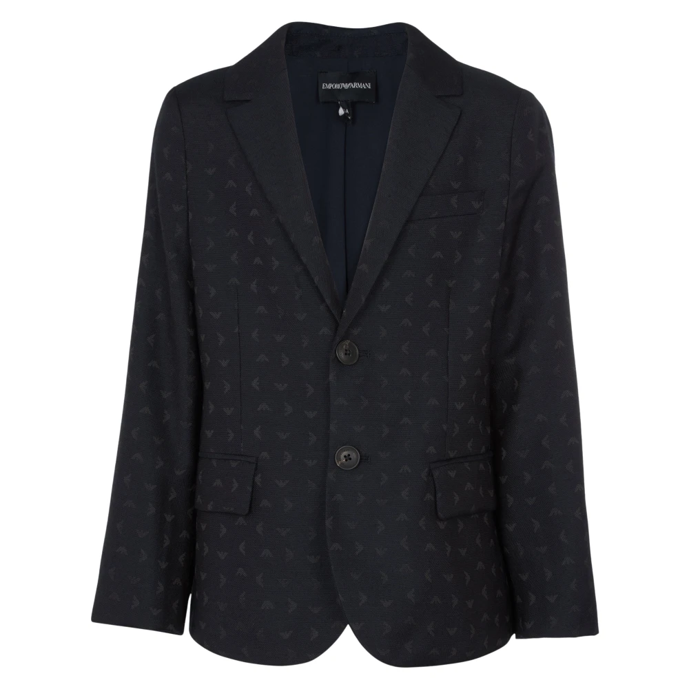 Emporio Armani Boys Blue Kids Occasion Wear, 8 Y, Logo Blazer