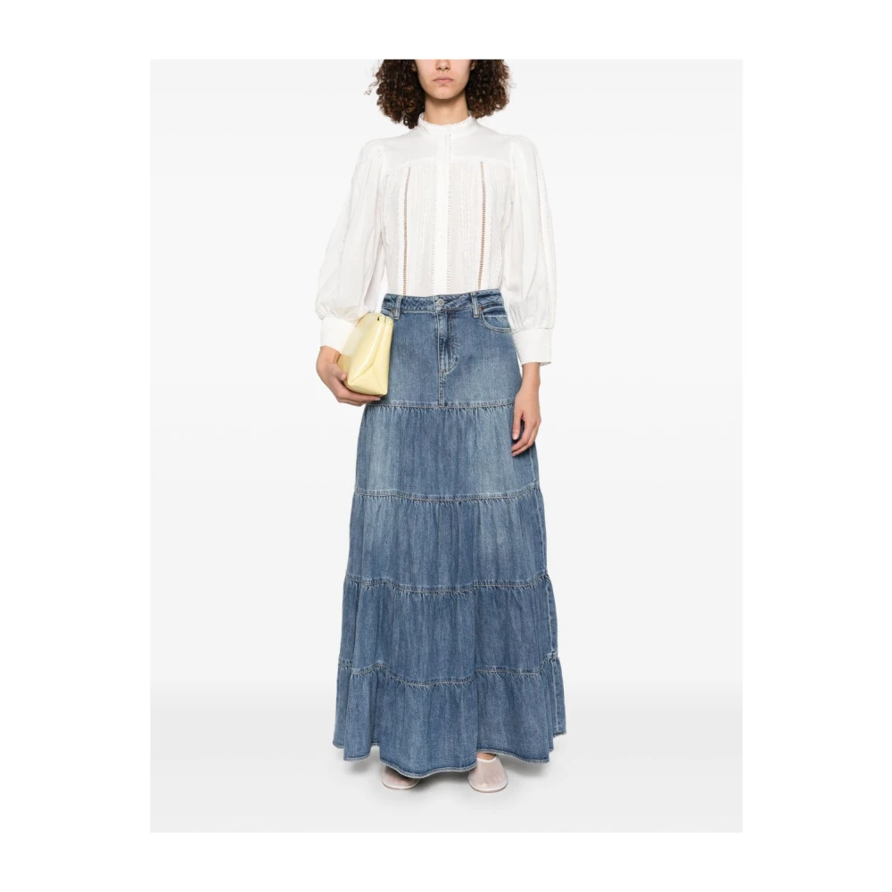 alice + olivia Blauwe Gerende A-Lijn Rok Blue Dames