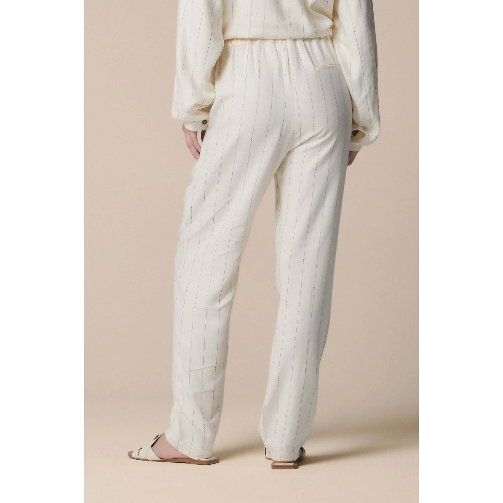 Kocca Gestreepte broek met rechte snit Beige Dames