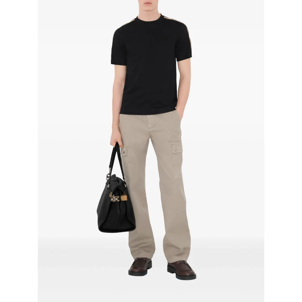 Burberry Zwarte katoenen T-shirt met Equestrian Knight Black Heren