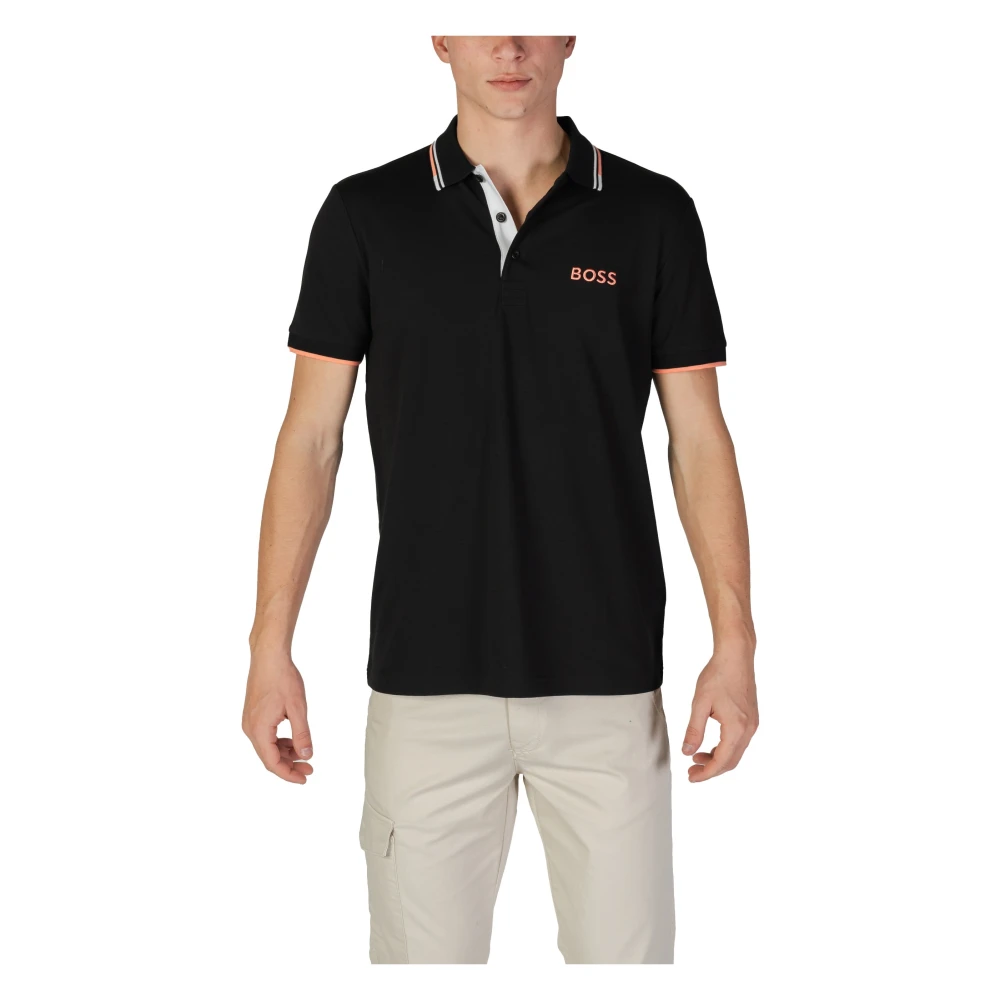 Hugo Boss Zwarte Effen Polo Shirt Herfst Winter Black Heren