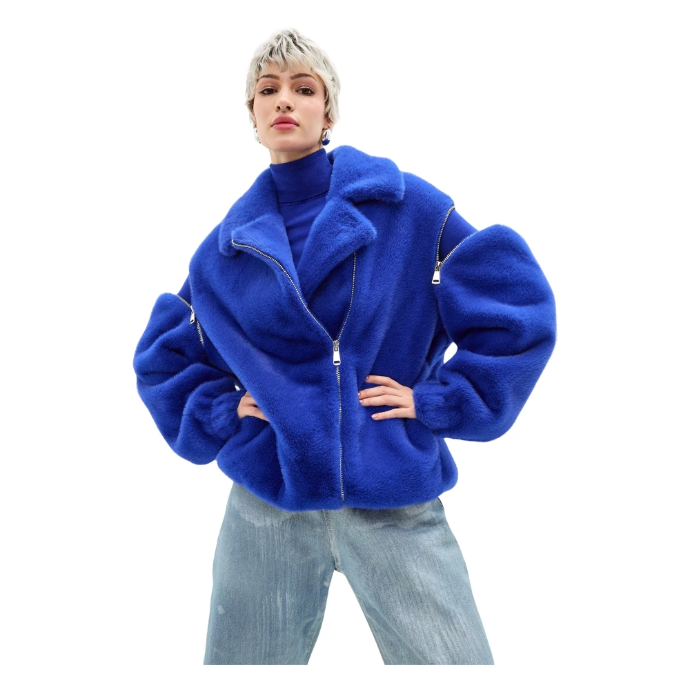 Cesare Gaspari Faux Fur & Shearling Jackets Blue Dames