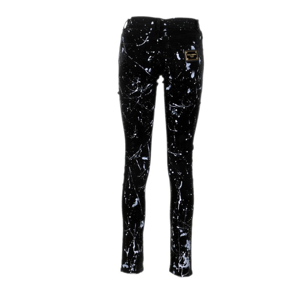 Dolce & Gabbana Skinny Broken Paint Jeans voor Mannen Black Heren