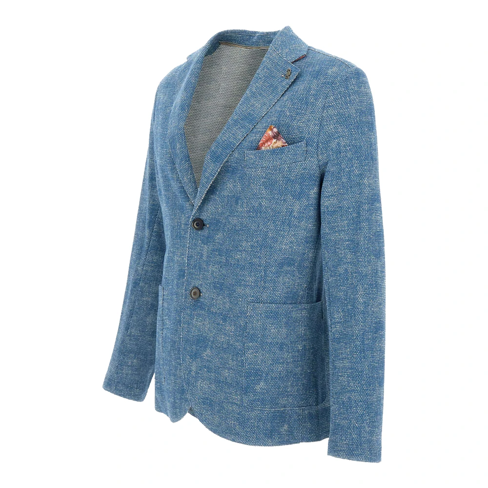 BOB Turquoise Blazer met Honingraat Weefsel Blue Heren