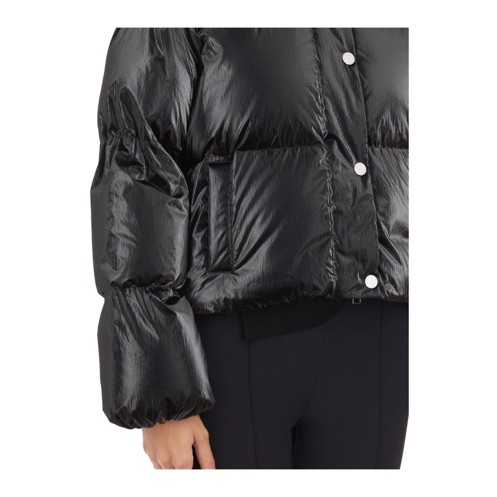 Elisabetta Franchi Korte Metallic Gewatteerde Jas Black Dames