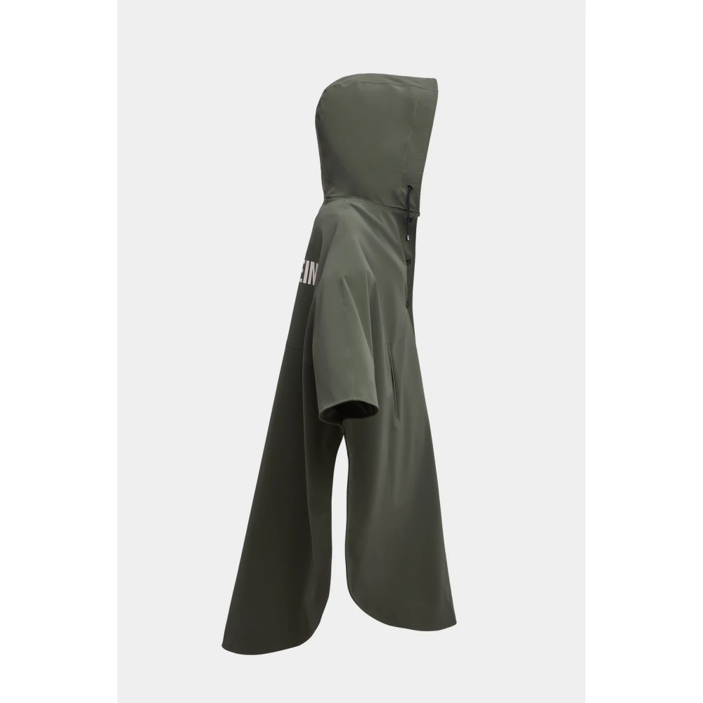 Stutterheim Matte Poncho met Logo Print Green Dames
