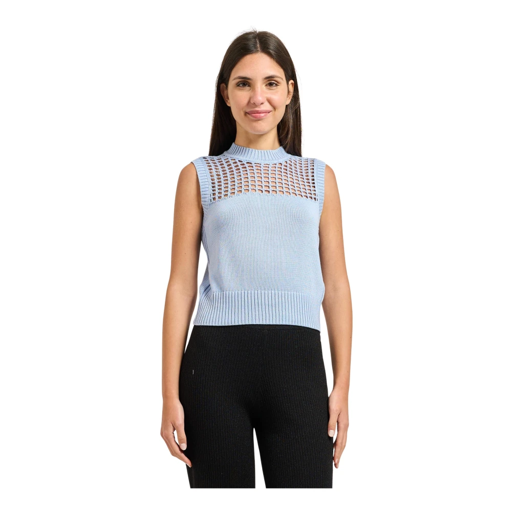 Armani Exchange Vrouw Blauw Truien & Vesten Dames, Xl, Katoen, Katoenen Gebreide Top
