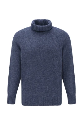 Blå Turtleneck Tröja Stilren Mysig Passform
