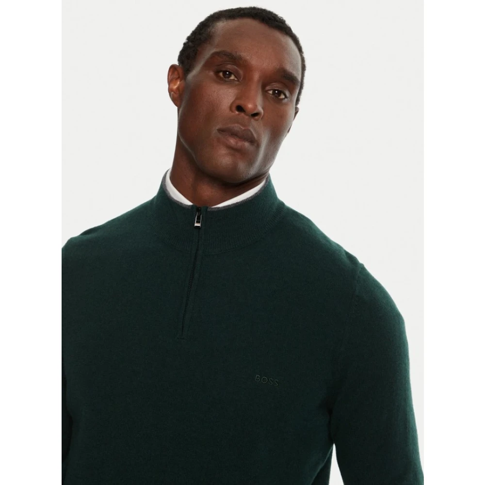 Hugo Boss Groene Sweater met Halve Rits Green Heren