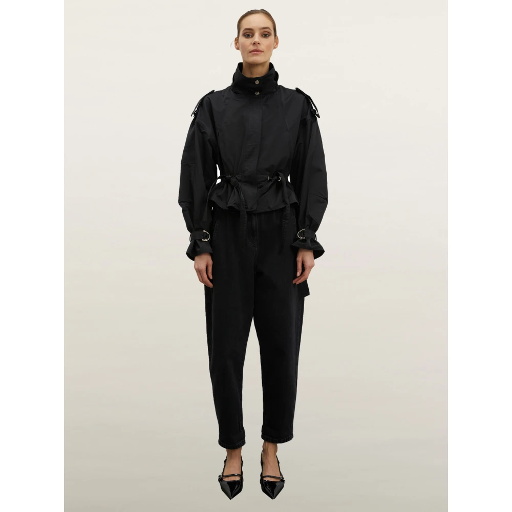 Motivi Korte windjack met taillekoord Black Dames