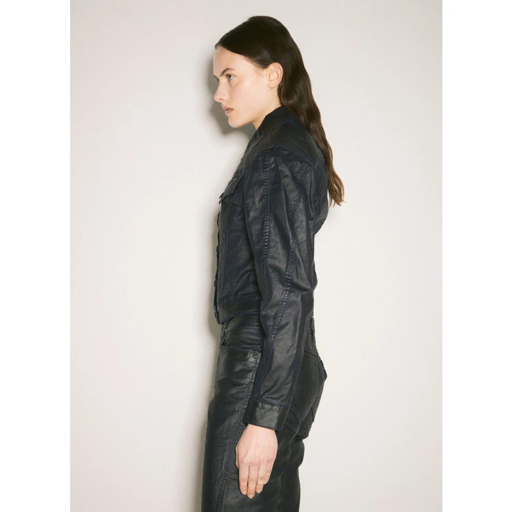 Mugler Gewaxte Denim Jack Black Dames