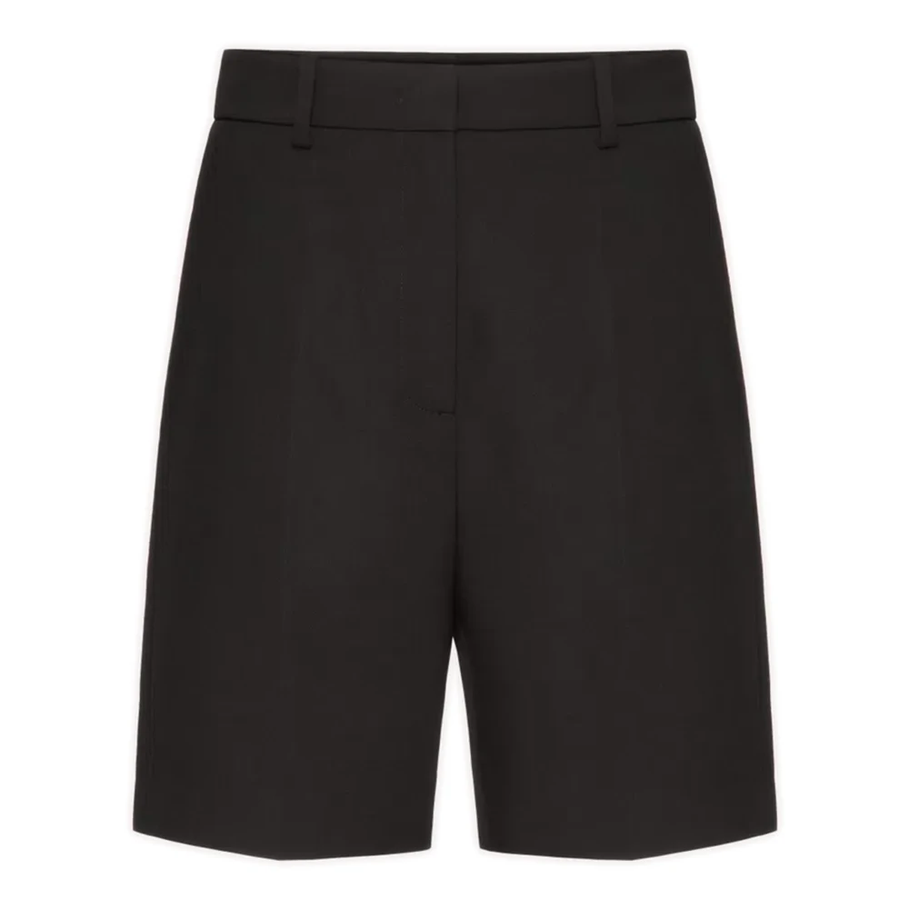 Valentino Garavani Zwarte Wollen Shorts Rits Sluiting Black Dames