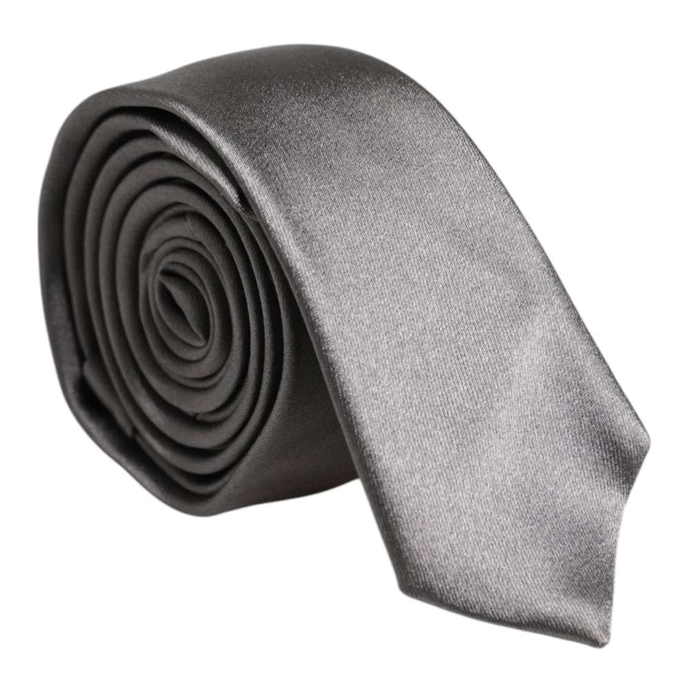 Dolce & Gabbana Uomo Grigio Cravatta Regolabile In Seta Metallizzata