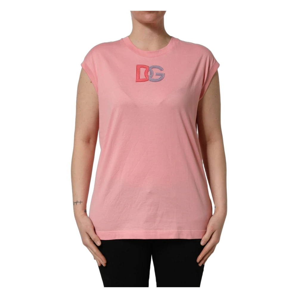 Dolce & Gabbana Women's Pink T-Shirts, Xs, Round Neck Tank T-Shirt