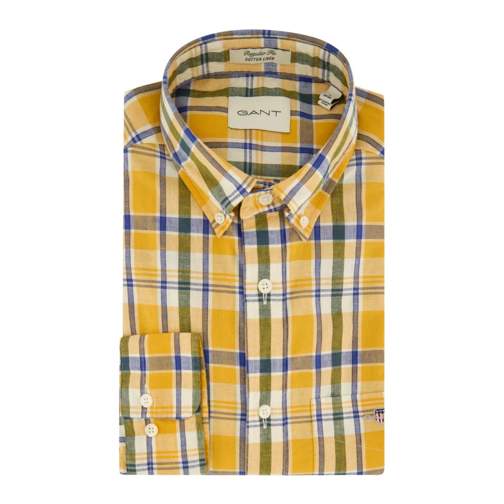 Gant Casual Geel Geruit Overhemd Multicolor Heren