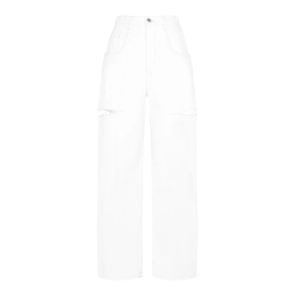 Maison Margiela Vita bomullsjeans med unika detaljer White, Dam