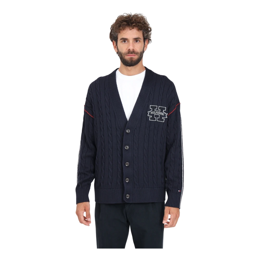 Tommy Hilfiger Blauwe Heren V-hals Vest Blue Heren