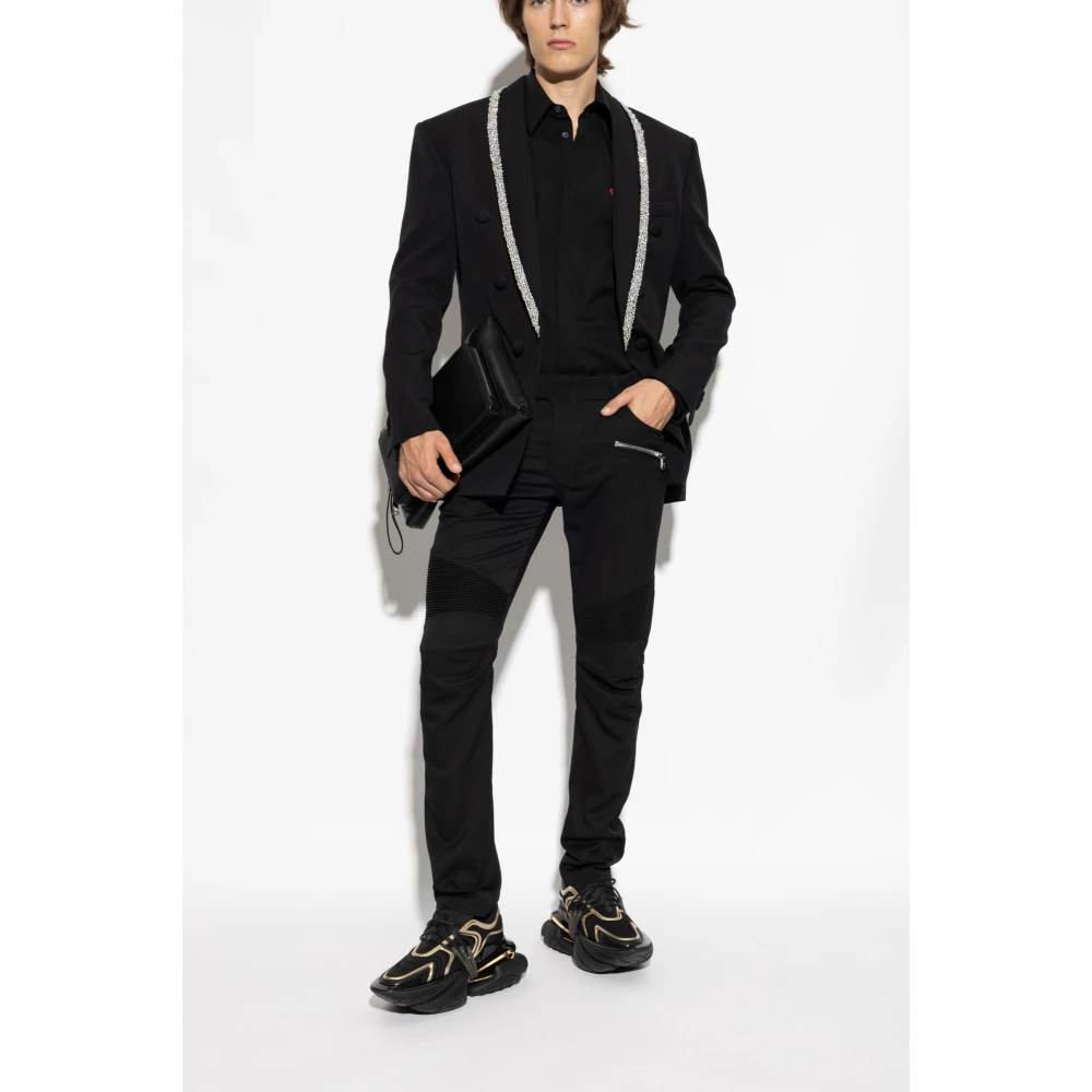 Balmain Broek met stiksels op de benen Black Heren