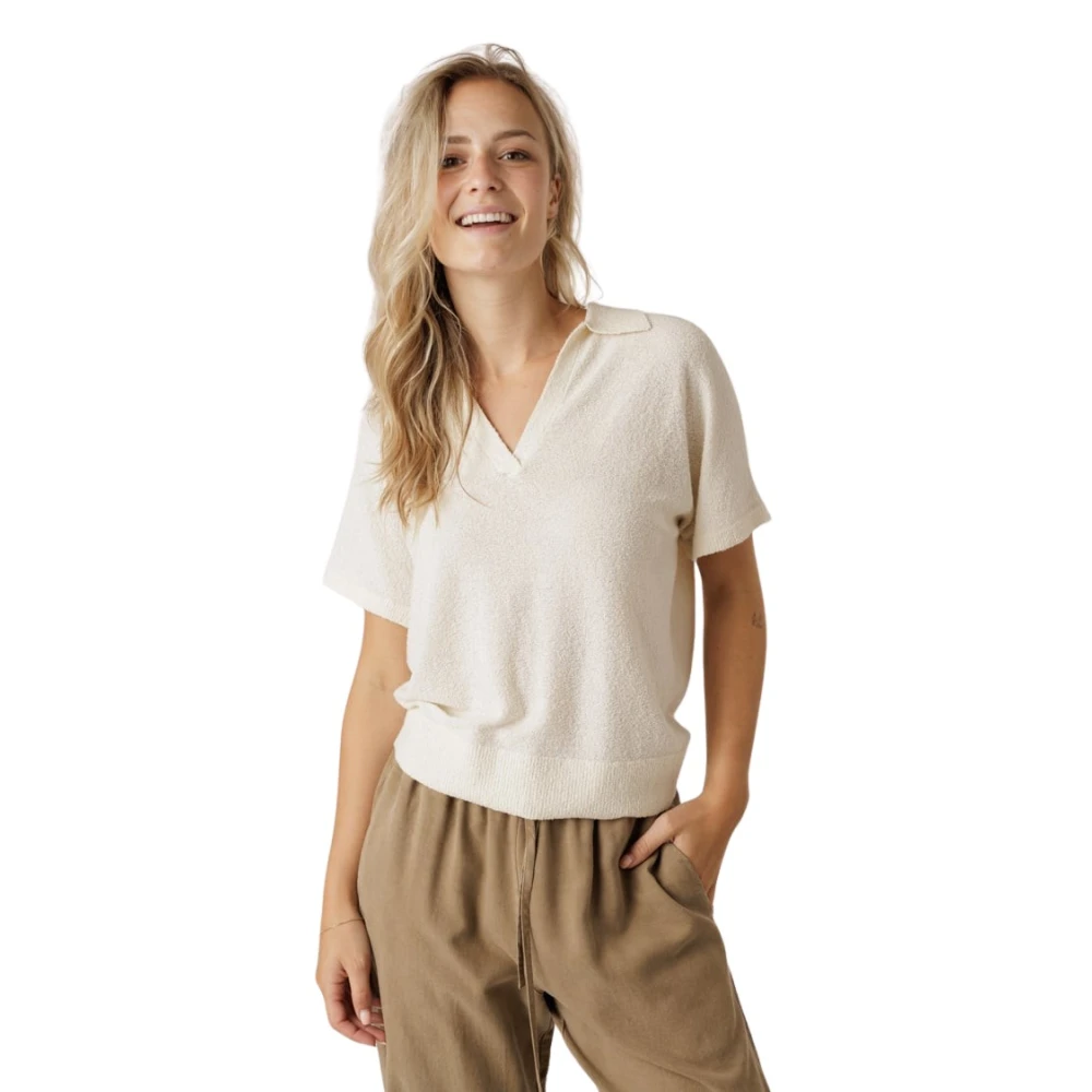 Knit-ted Off White V-Hals Top Beige Dames