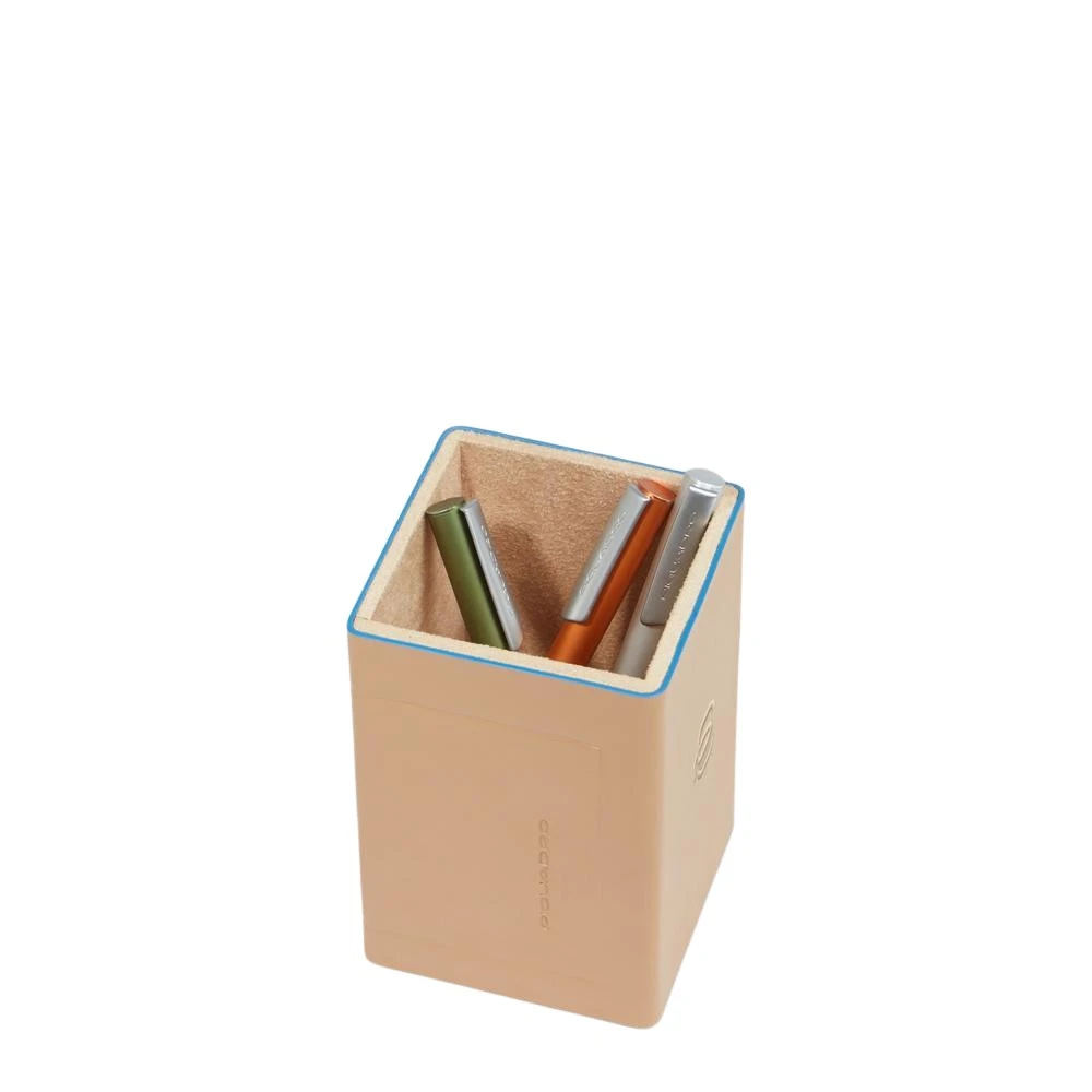 Piquadro Herr Beige Home One Size, Läder, Leather Pen Holder