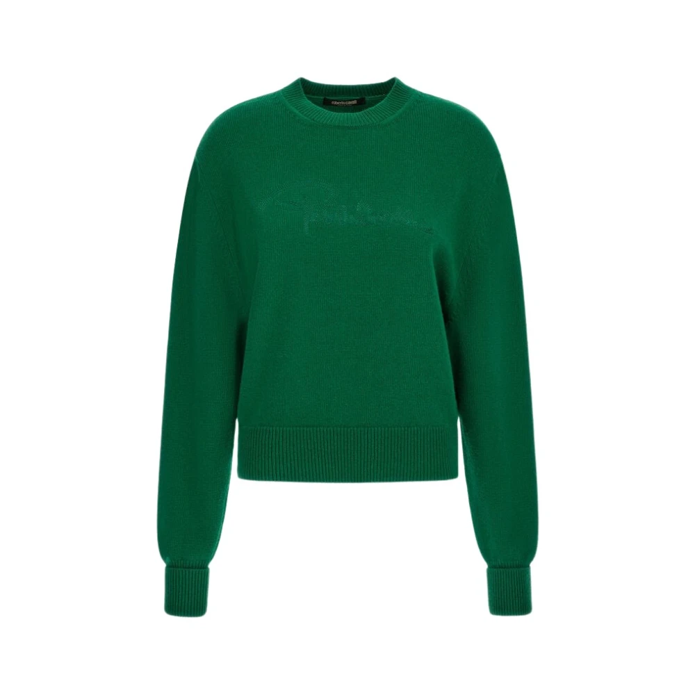 Roberto Cavalli Women's Green Round-Neck Knitwear, S, Knit Jumper