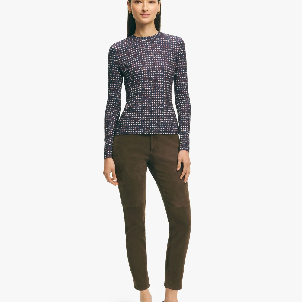 Brooks Brothers Multi-Colored Stretch Polyester Top Blue Dames
