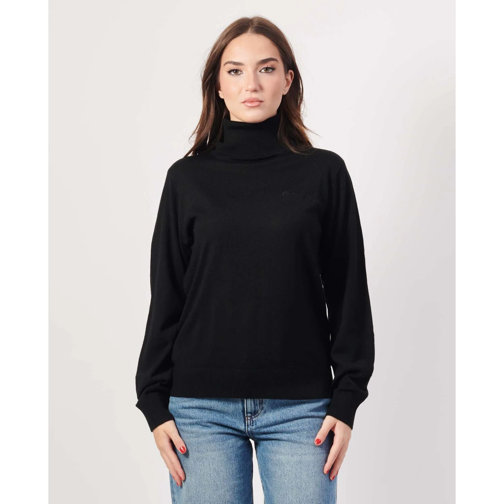 Armani Exchange Zwarte trui met geborduurd logo Black Dames
