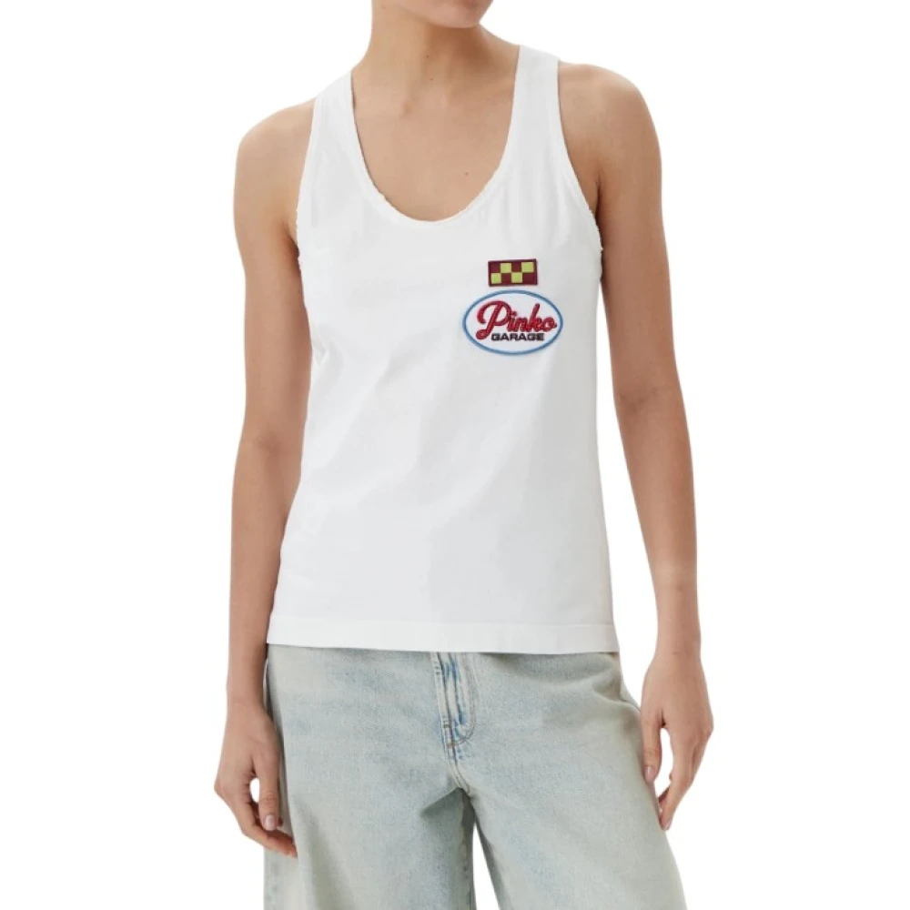 Pinko Women's White Cotton T-Shirt With Front Logo