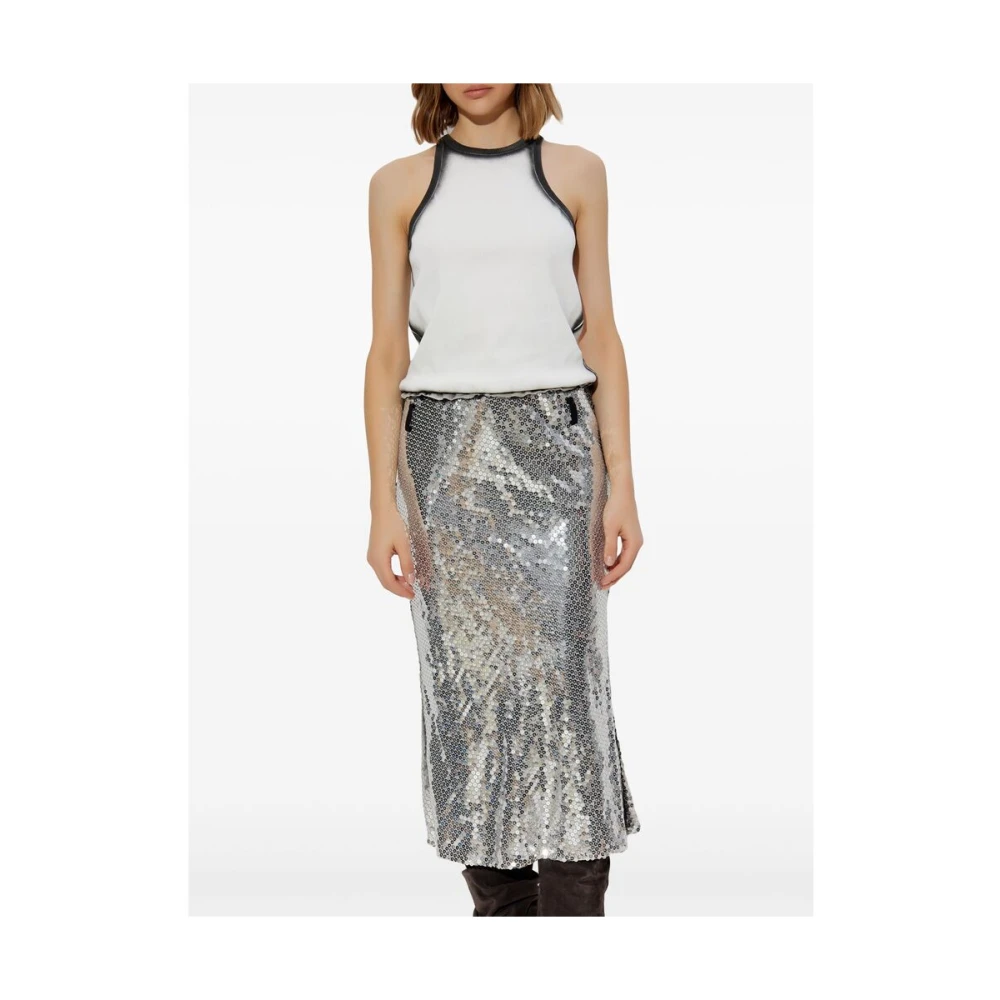 The Attico Witte Pailletten Versierde Mouwloze Jurk Gray Dames