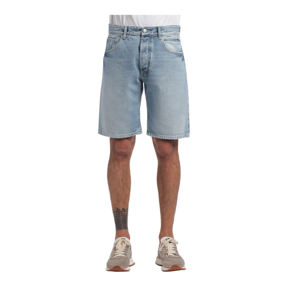 Icon Denim Reguliere Denim Bermuda met Licht Wassen en Versleten Details Blue Heren
