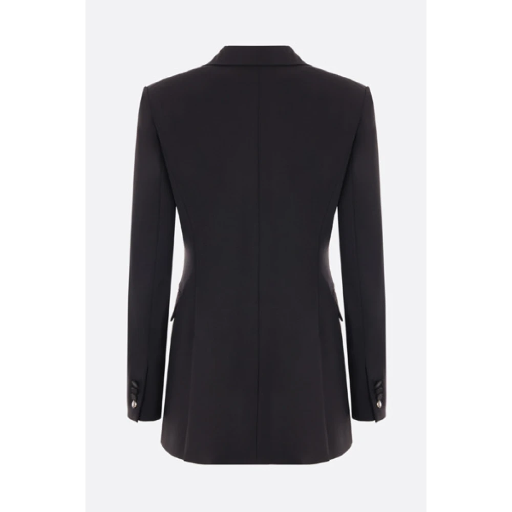 Max Mara Zwarte wollen en mohair jas met satijnen revers Black Dames