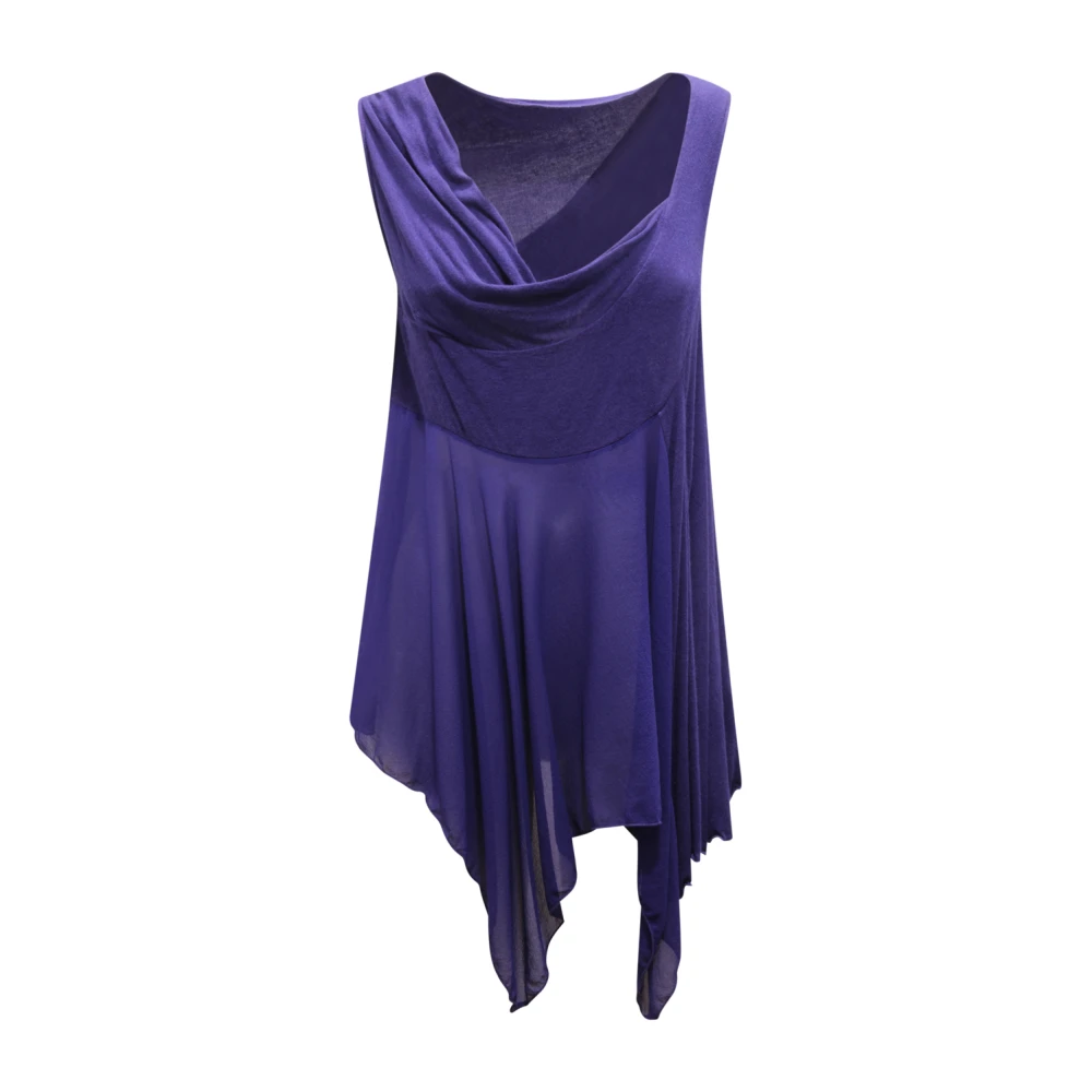 Patrizia Pepe Femme Violet Tops, Taille: 40 Fr Top Sans Manches En Viscose, Angora Et Élasthanne