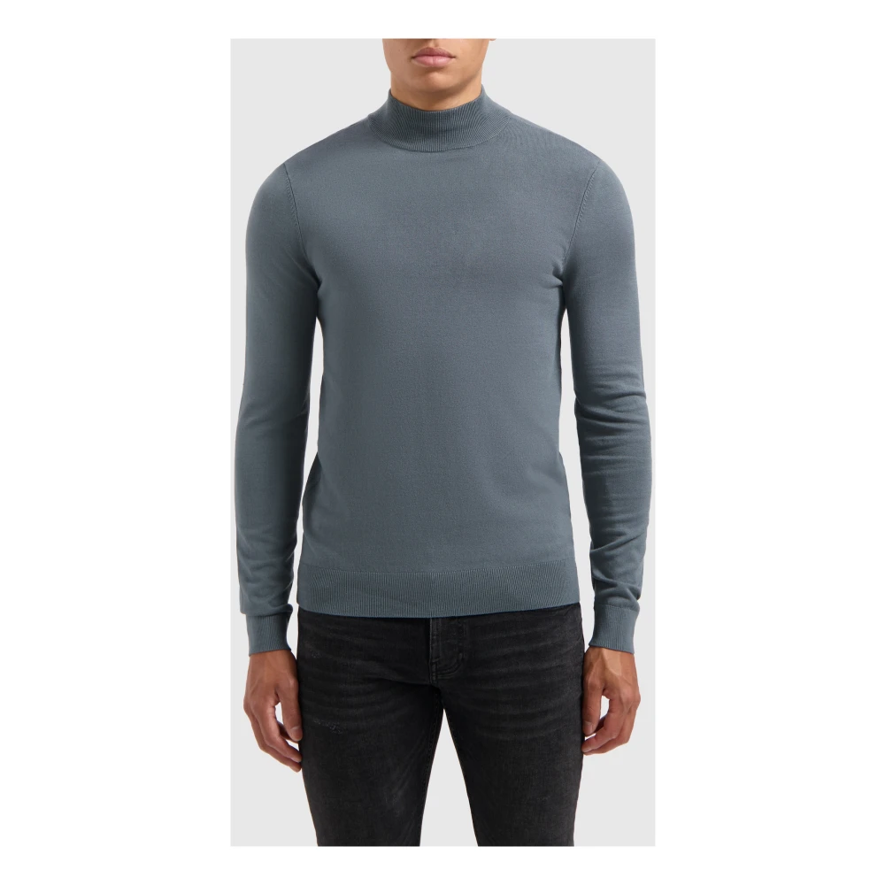 Pure Path Mockneck Sweater Essential Gebreide kleding Blue Heren