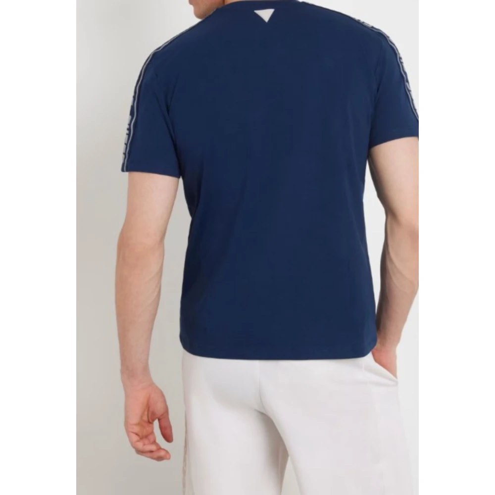 Guess Arlo Katoenen T-shirt Regular Fit Jersey Blue Heren