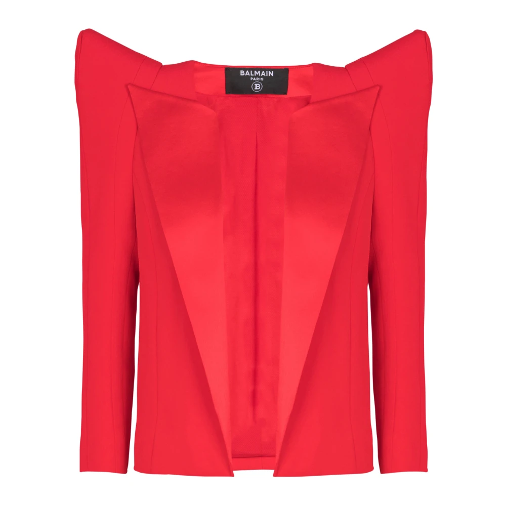 Balmain Geknipt krepe-jasje met gestructureerde schouders Red Dames
