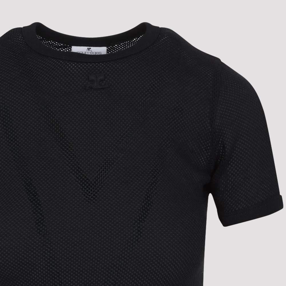 Courrèges Zwart Contrast T-Shirt Black Dames