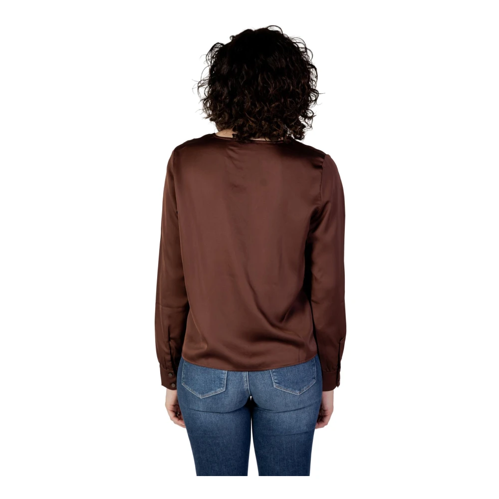 Vila Bruine V-hals Blouse Herfst Winter Stijl Brown Dames