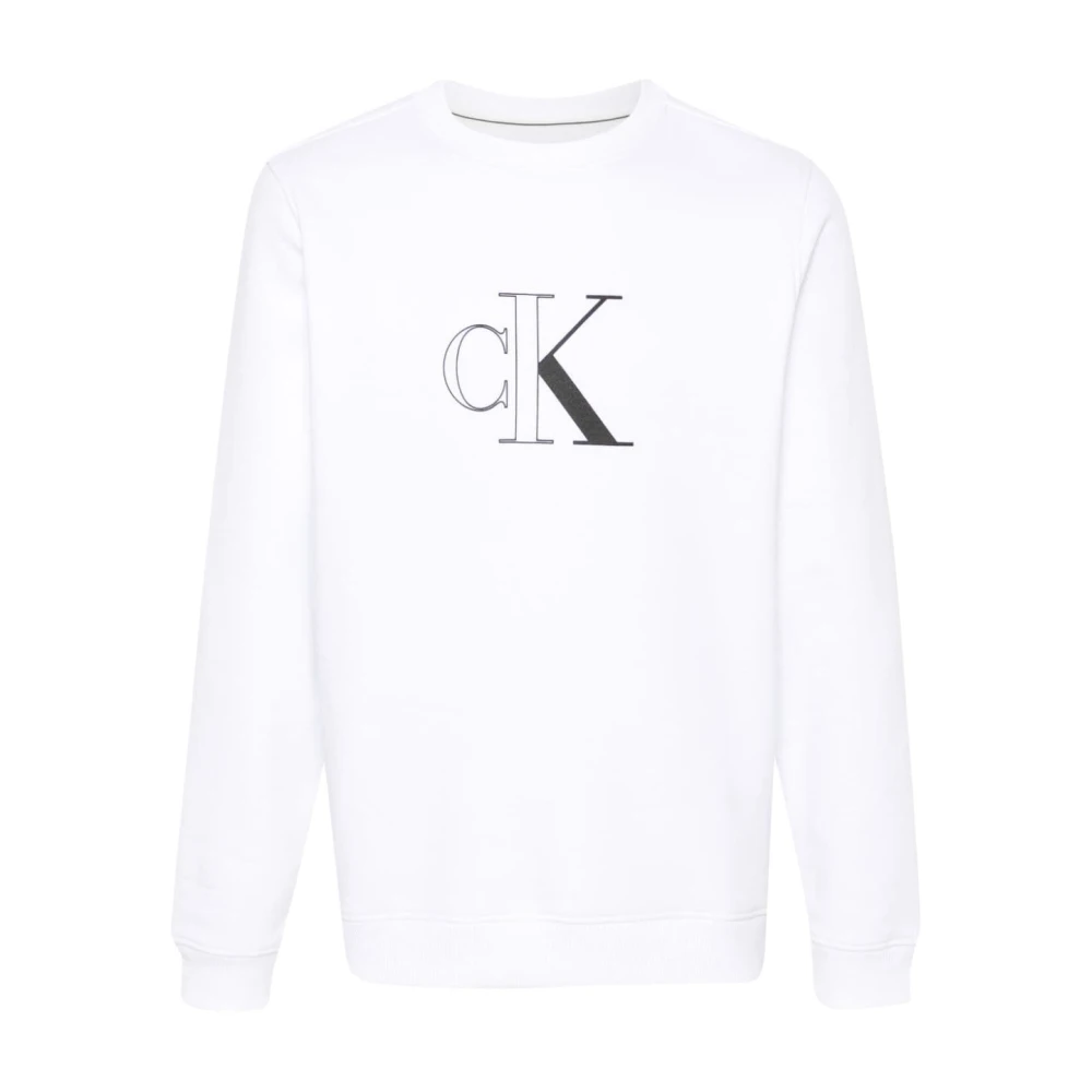 Calvin Klein Jeans Logo Print Wit Sweater White Heren